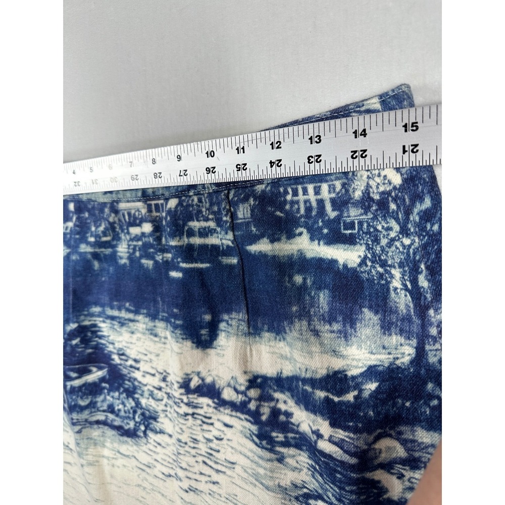 Anthropologie French Toile Landscape Pencil Skirt Sz 6 Blue White Coastal Scenic - Picture 7 of 9